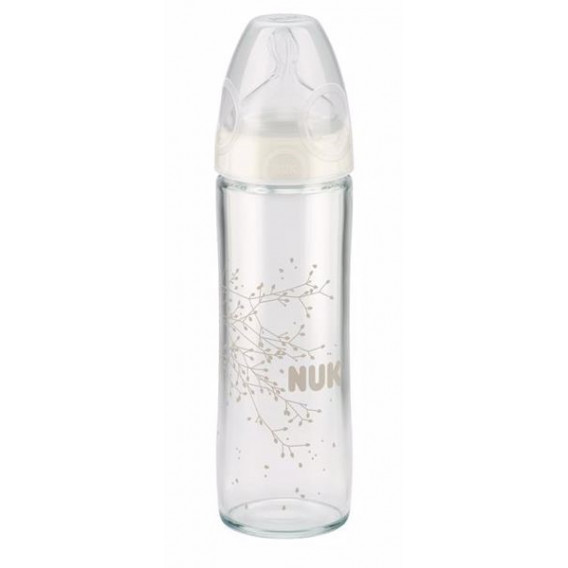 Sticlă pentru hrănire din sticlă, tetină de alimentare M, 0-6 luni, 240 ml, culoare: alb NUK 60649 2