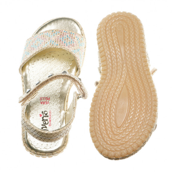 Sandale aurii cu strasuri decorative pentru fete Averis Balducci 60935 3