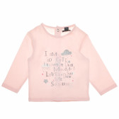Bluză cu mânecă lungă de culoare roz, cu brocart argintiu strălucitor pentru fetițe KIABI 61734 