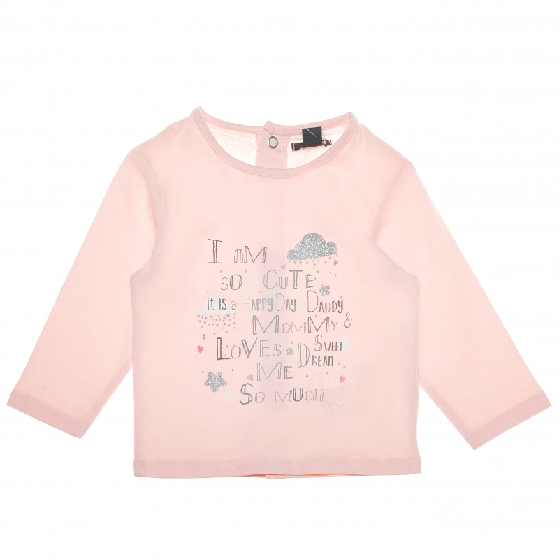 Bluză cu mânecă lungă de culoare roz, cu brocart argintiu strălucitor pentru fetițe  61734