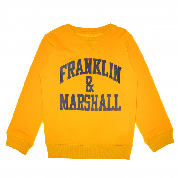 Hanorac cu mânecă lungă, galben, cu logo pentru băieți Franklin & Marshall 61870 