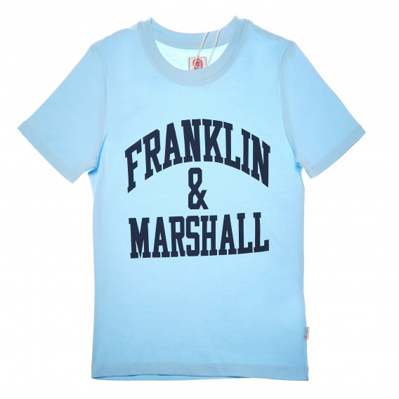 Tricou de bumbac, albastru deschis, cu logo pentru băieți Franklin & Marshall 61885 