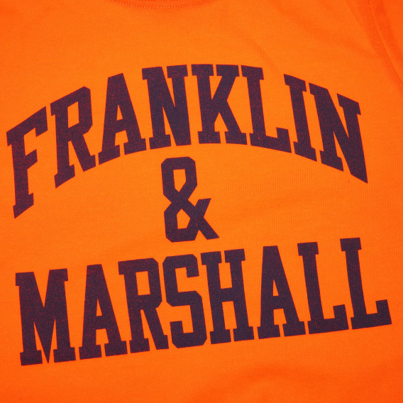 Tricou din bumbac, portocaliu, cu logo pentru băieți Franklin & Marshall 61897 3