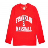 Bluză cu mânecă lungă din bumbac, de culoare roșie, pentru băieți Franklin & Marshall 61911 