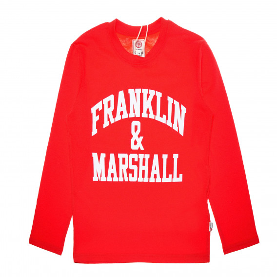 Bluză cu mânecă lungă din bumbac, de culoare roșie, pentru băieți Franklin & Marshall 61911 