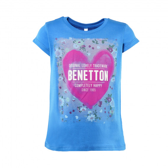 Bluză din bumbac cu mânecă scurtă, culoare violet pentru fete Benetton 62025 