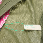 Tricou din bumbac cu litere roz pentru fete Benetton 62074 4
