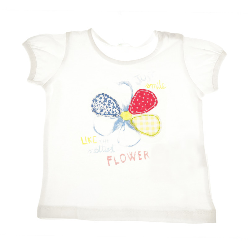 Bluză din bumbac cu mânecă scurtă cu imprimeu flori pentru fete  62085