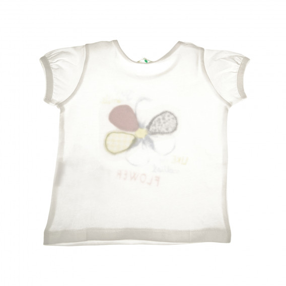 Bluză din bumbac cu mânecă scurtă cu imprimeu flori pentru fete Benetton 62086 2
