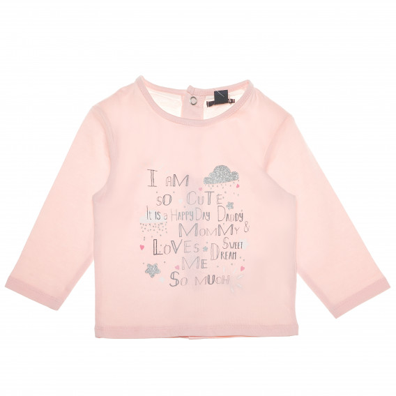 Bluză cu mânecă lungă de culoare roz, cu brocart argintiu strălucitor pentru fetițe KIABI 62434 5