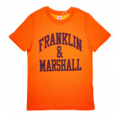 Tricou din bumbac, portocaliu, cu logo pentru băieți Franklin & Marshall 62526 5