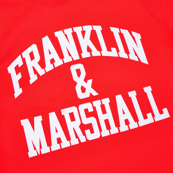Bluză cu mânecă lungă din bumbac, de culoare roșie, pentru băieți Franklin & Marshall 62542 7