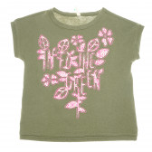 Tricou din bumbac cu litere roz pentru fete Benetton 62698 5