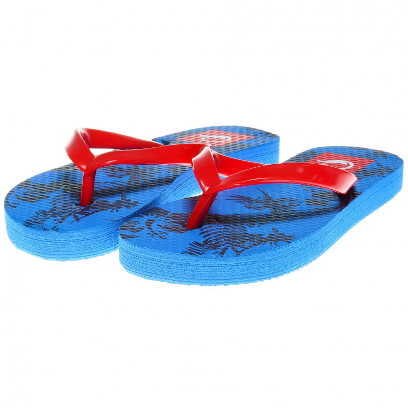Flip-flops cu talpă decorată pentru băieți, roșu cu albastru   63027