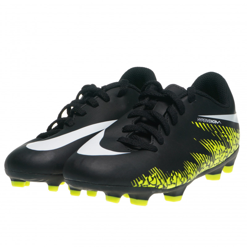 Pantofi de fotbal pentru băieți pe negru și galben cu efect crăpat  63192