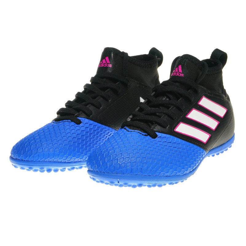 Pantofi de fotbal negri cu înveliș texturat albastru  63270
