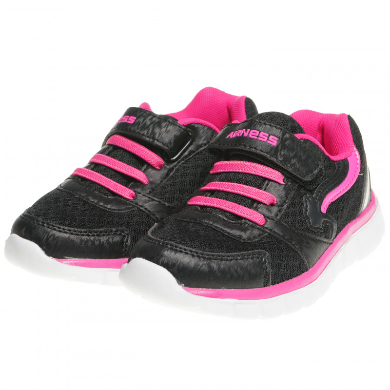 Pantofi de alergare negri cu roz pentru fete  63396
