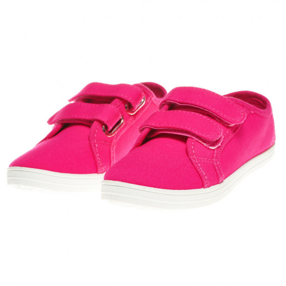Pantofi pentru fete roz Velcro cu talpă albă  63468 