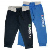 Set de două perechi de pantaloni pentru copii din bumbac pentru băieți albastru și negru Chicco 63699 