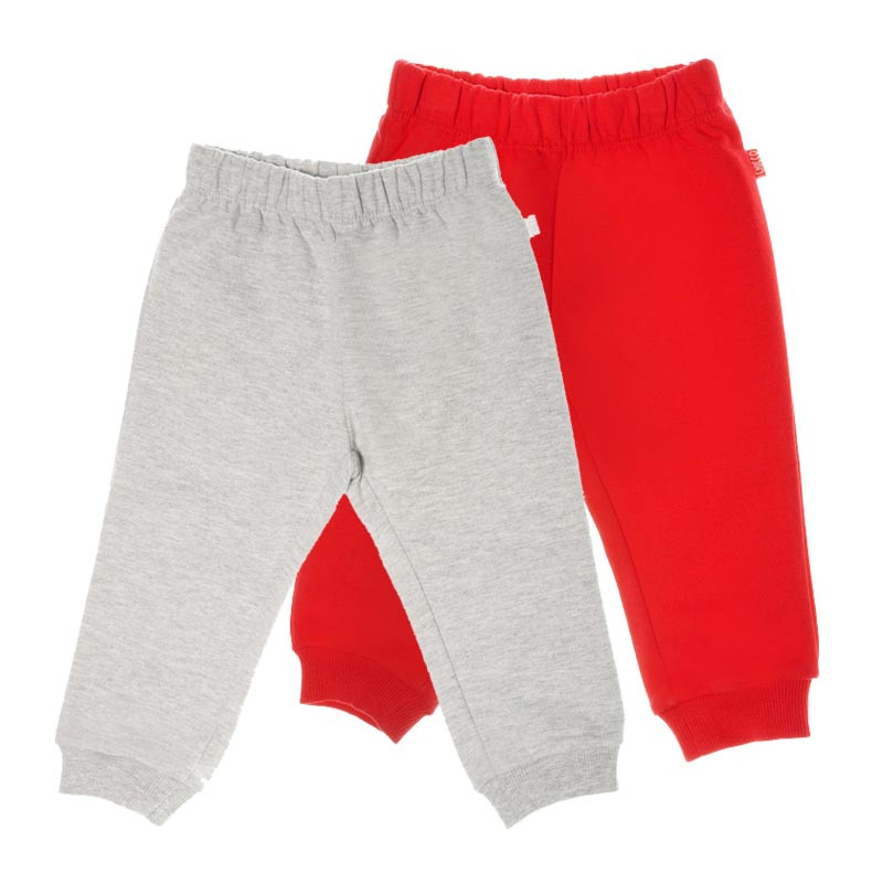 Set de două perechi de pantaloni pentru copii din bumbac pentru băieți gri și roșu  63703