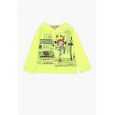 Bluză galbenă cu mâneci lungi, cu imagine imprimată pentru fete Boboli 64739 
