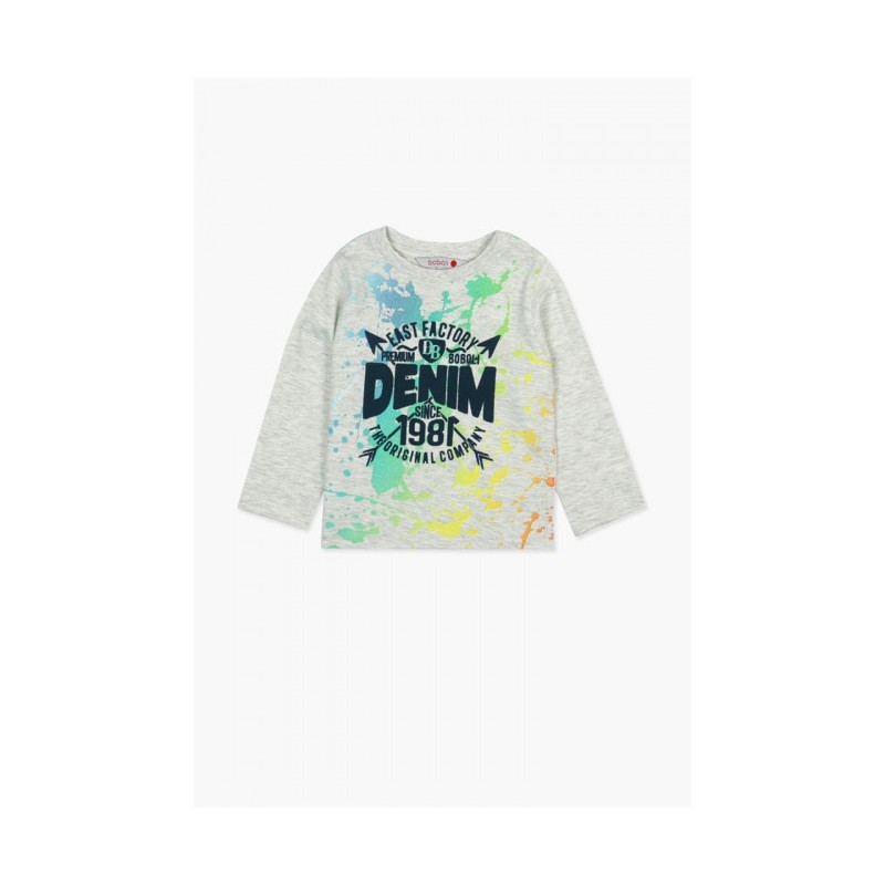 Bluză gri cu mânecă lungă cu imprimeu color pentru băieți  64780