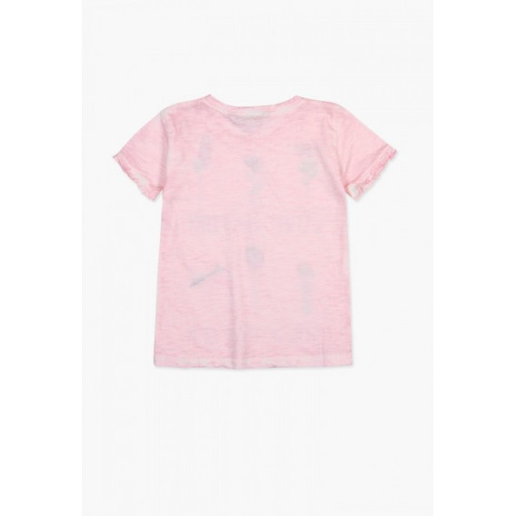 Bluză roz, cu mânecă scurtă, cu mesajul Love Nature, pentru fete Boboli 64847 2