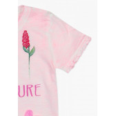 Bluză roz, cu mânecă scurtă, cu mesajul Love Nature, pentru fete Boboli 64848 3