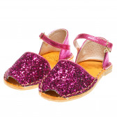 Sandale cu brocartă roz și cataramă pentru fete Colors Of California 64974 