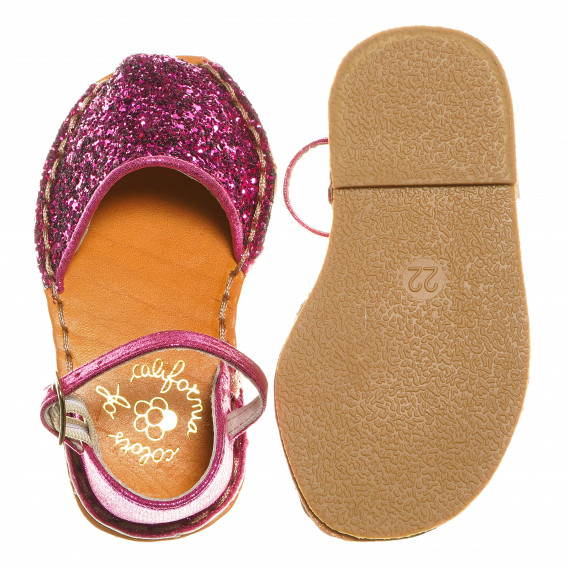 Sandale cu brocartă roz și cataramă pentru fete Colors Of California 64976 3