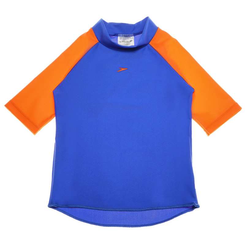 Tricou de plajă pentru băieți, albastru cu mâneci portocalii  65229