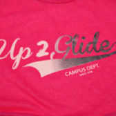 Tricou roz cu inscripție argintie și mâneci scurte pentru fete Up 2 glide 66721 3