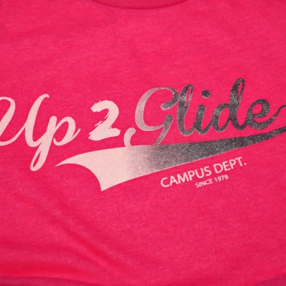 Tricou roz cu inscripție argintie și mâneci scurte pentru fete Up 2 glide 66721 3