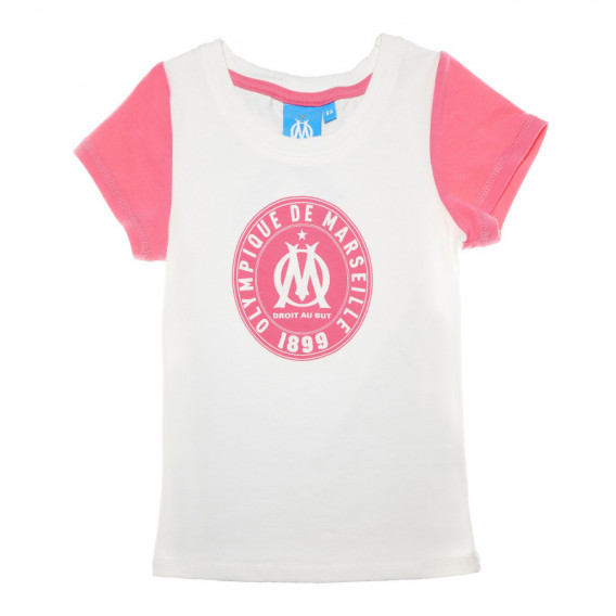 Bluză din bumbac cu mâneci scurte roz pentru fete Olympique de Marseille 68011 