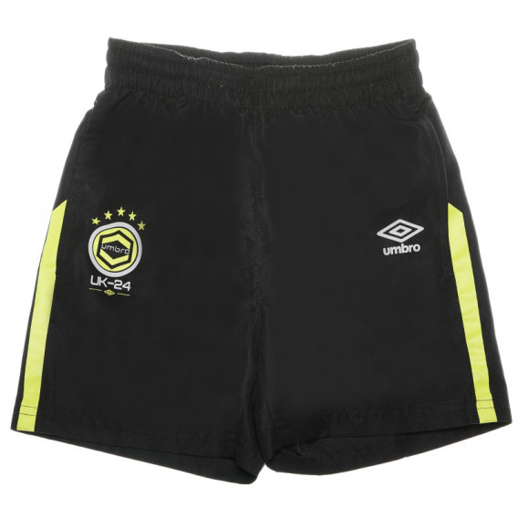 Pantaloni scurți de băiat, negri cu dungi galbene Umbro 68354 