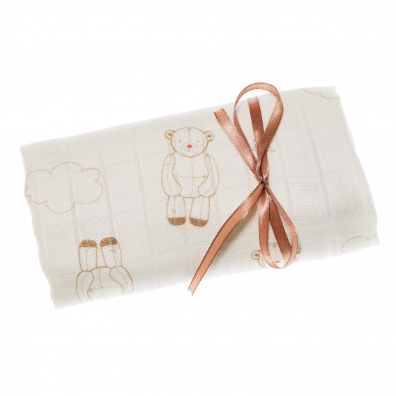 Pânză de ambalat din bumbac pentru bebeluși în alb cu imprimeu Pinokio 69052 