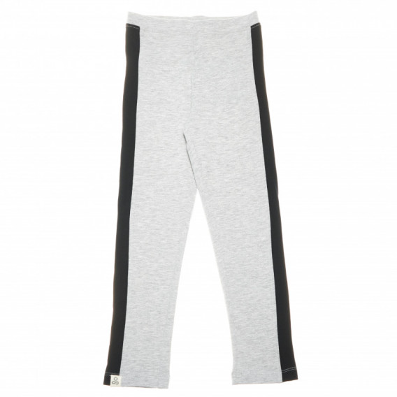Pantaloni sport lungi din bumbac cu dungi de culoare neagră pe părțile laterale pentru fete Soft 69358 