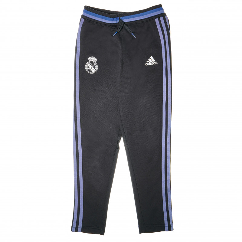 Pantaloni lungi sport cu dungi albastre pentru băieți, negri  69543