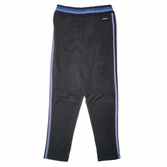 Pantaloni lungi sport cu dungi albastre pentru băieți, negri Adidas 69544 2