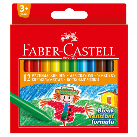 Creioane cerate, 12 culori pastelate  Faber Castell 70404 