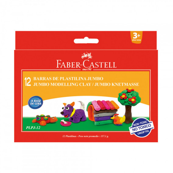 Plastilină jumbo, 12 culori  Faber Castell 70455 