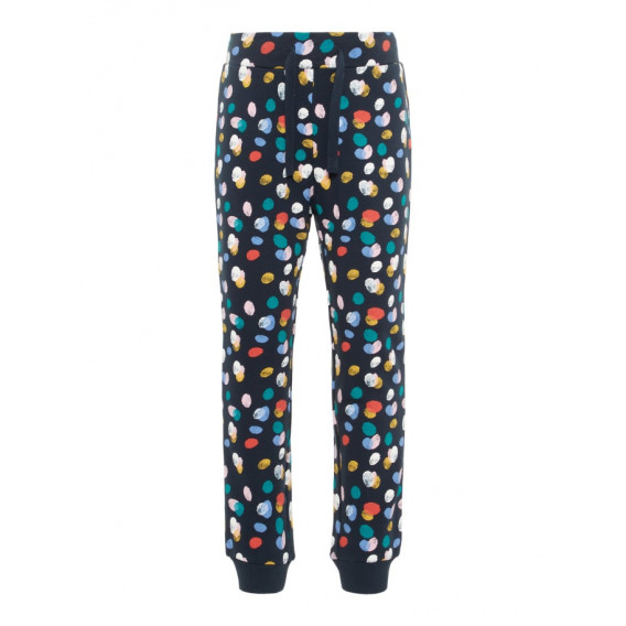 Pantaloni albaștri cu imprimeu puncte colorate, pentru fete Name it 72675 