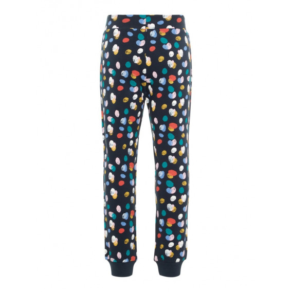 Pantaloni albaștri cu imprimeu puncte colorate, pentru fete Name it 72676 2
