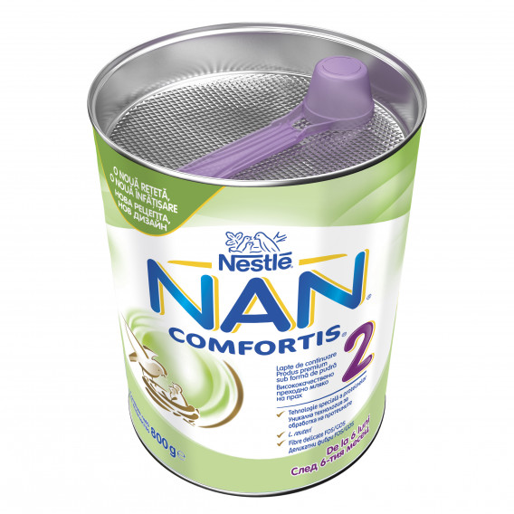 Laptele matern pentru sugari NAN Comfortis 2 LR Tin, 6+ luni, cutie 800 g. Nestle 72916 5