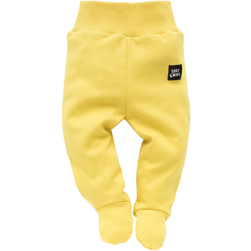 Pantaloni din bumbac cu elastic lejer și aplicație mică - unisex, galben  730