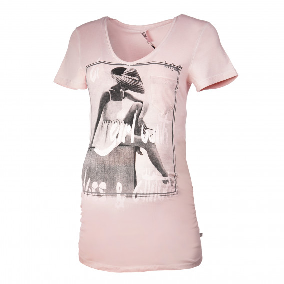 Bluză cu mânecă scurtă roz pal, cu imprimeu, pentru gravide Love2wait 73283 