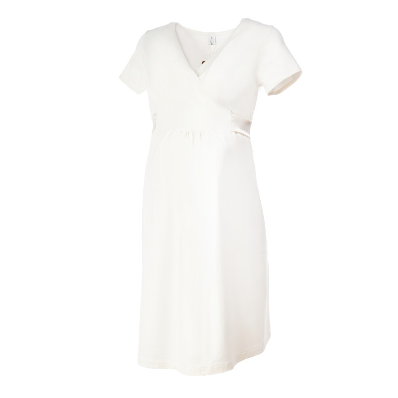 Rochie cu mânecă scurtă pentru femeile însărcinate, de culoare albă  73461