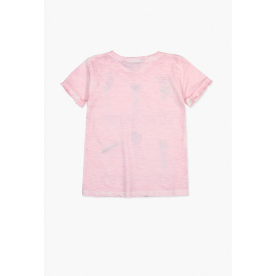 Bluză roz, cu mânecă scurtă, cu mesajul Love Nature, pentru fete Boboli 73701 5