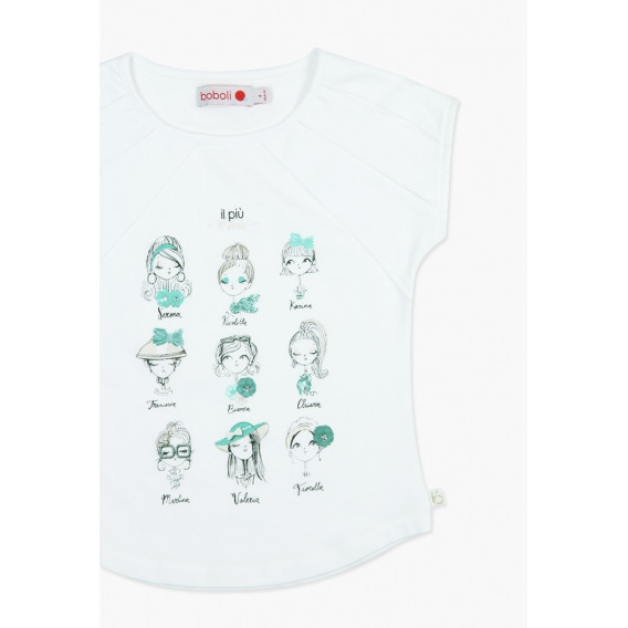 Tricou cu imprimeu fetițe și margine ovală, pentru fete Boboli 73713 5