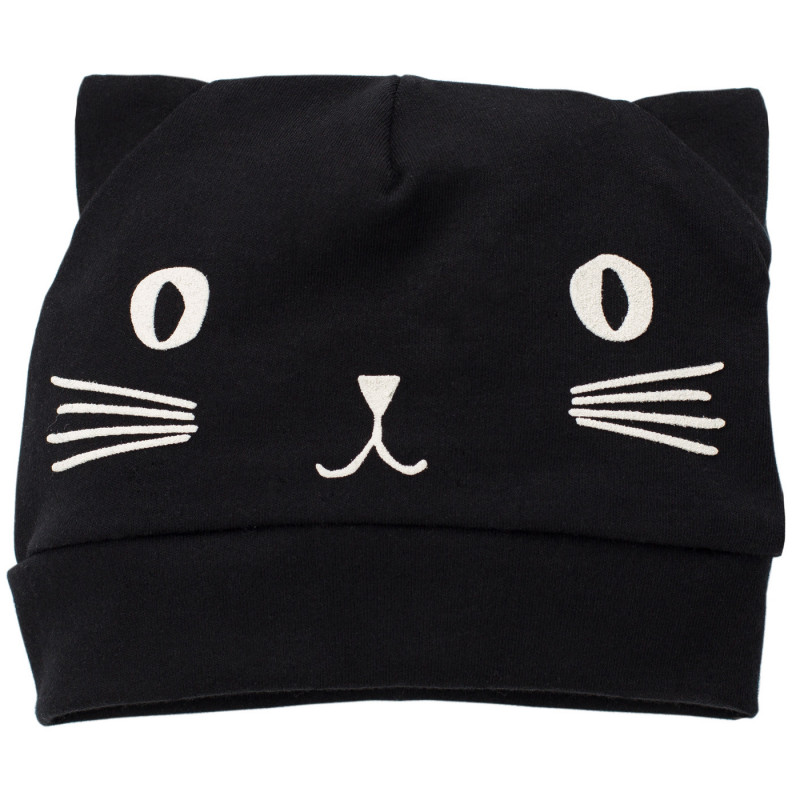 Pălărie de pisică din bumbac cu urechi - unisex, neagră  738